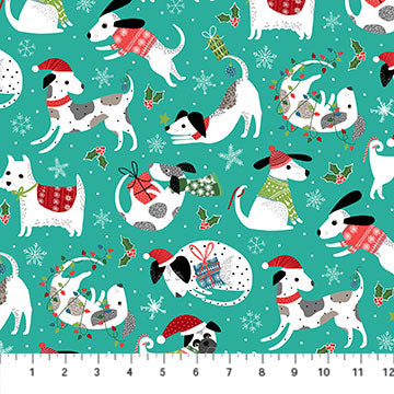 Santa Dog Toss in Teal - Weave & Woven