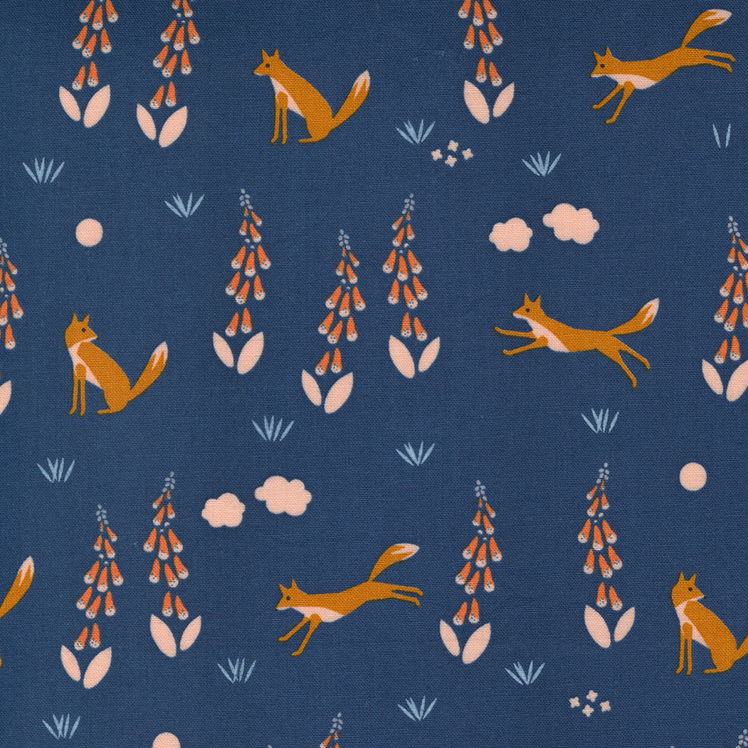 Meander Foxes in Navy - Weave & Woven