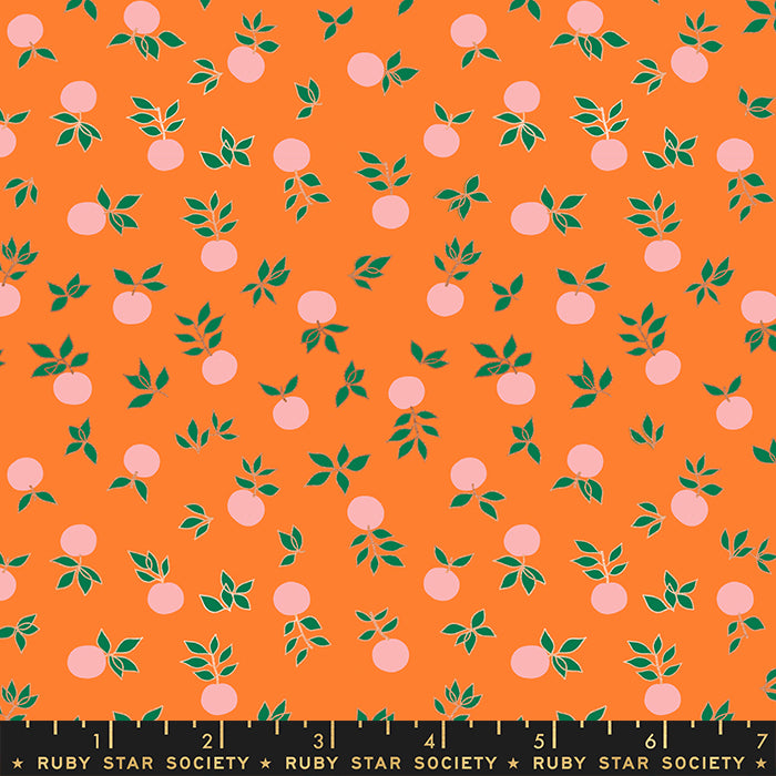 Blossoms in Orange | Metallic - Weave & Woven