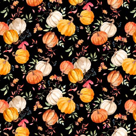 Pumpkin Toss on Black - Weave & Woven