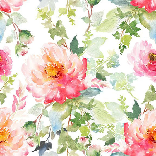 Victoria Flowers on White - Weave & Woven