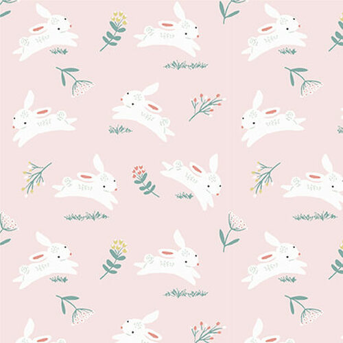 Hopping Bunnies On Pink - Weave & Woven