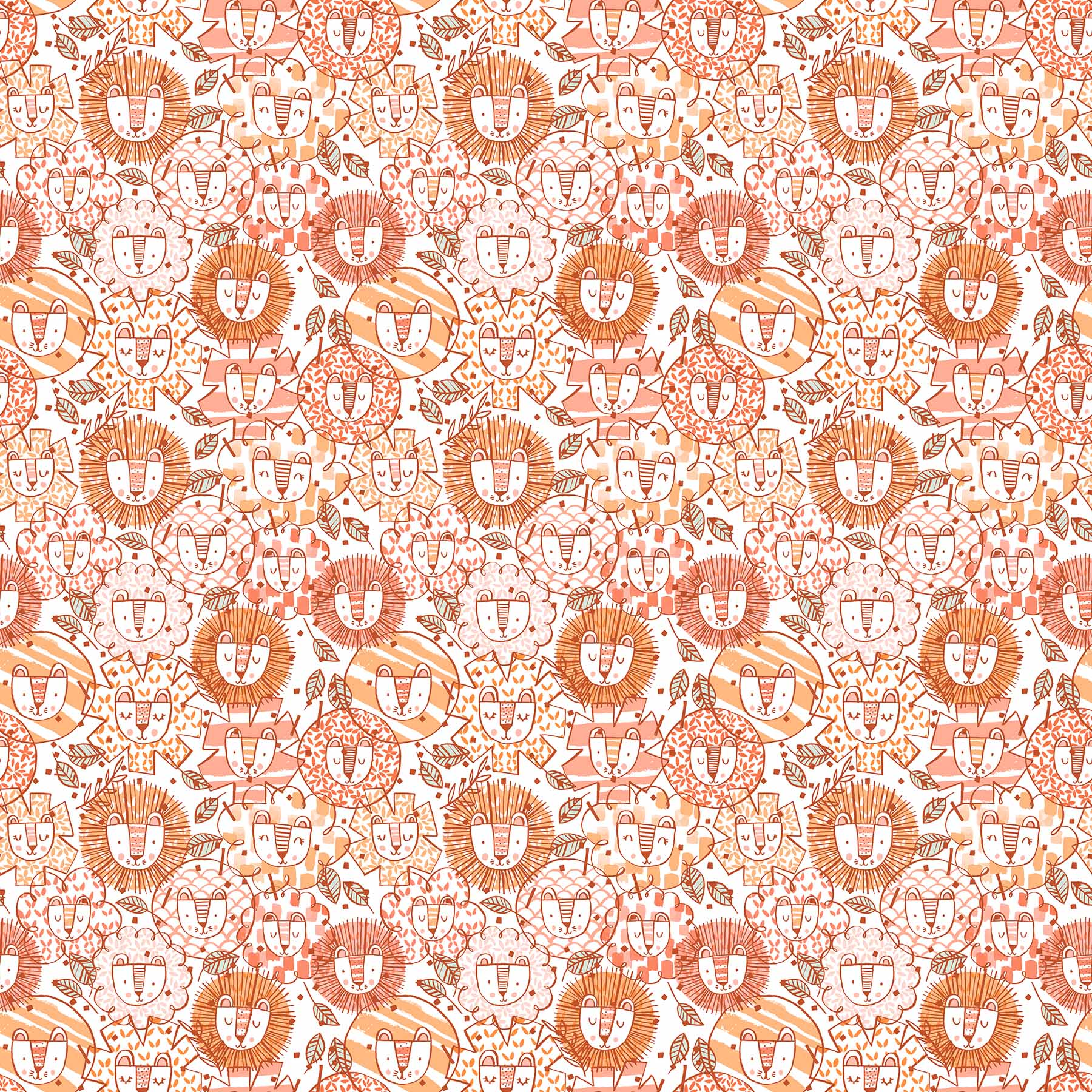 Lions on Coral - Weave & Woven