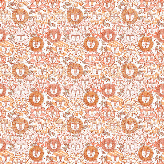 Lions on Coral - Weave & Woven