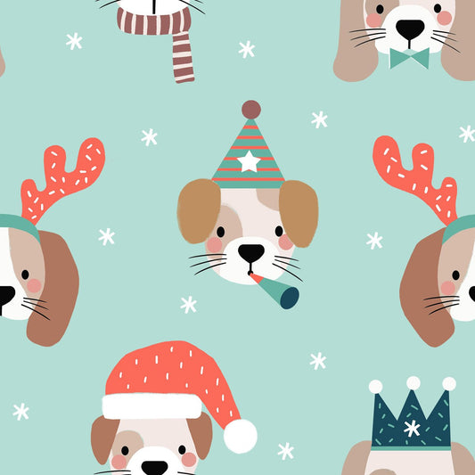 Christmas Pups on Blue - Weave & Woven