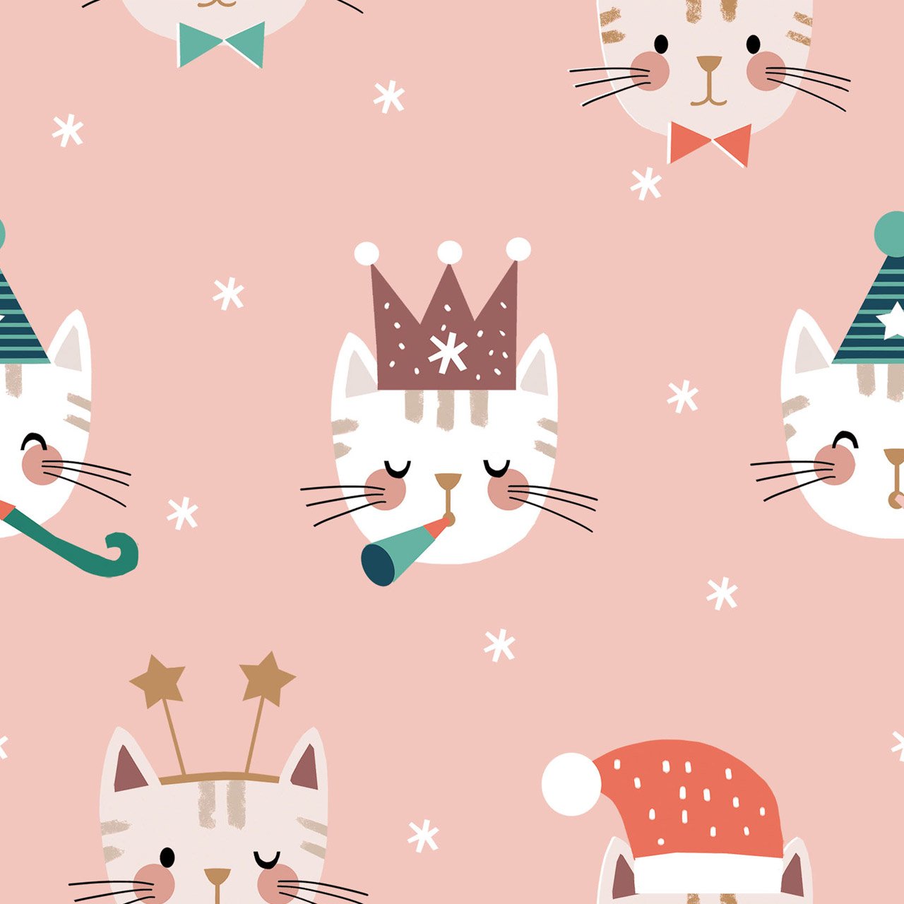 Christmas Cats on Pink - Weave & Woven