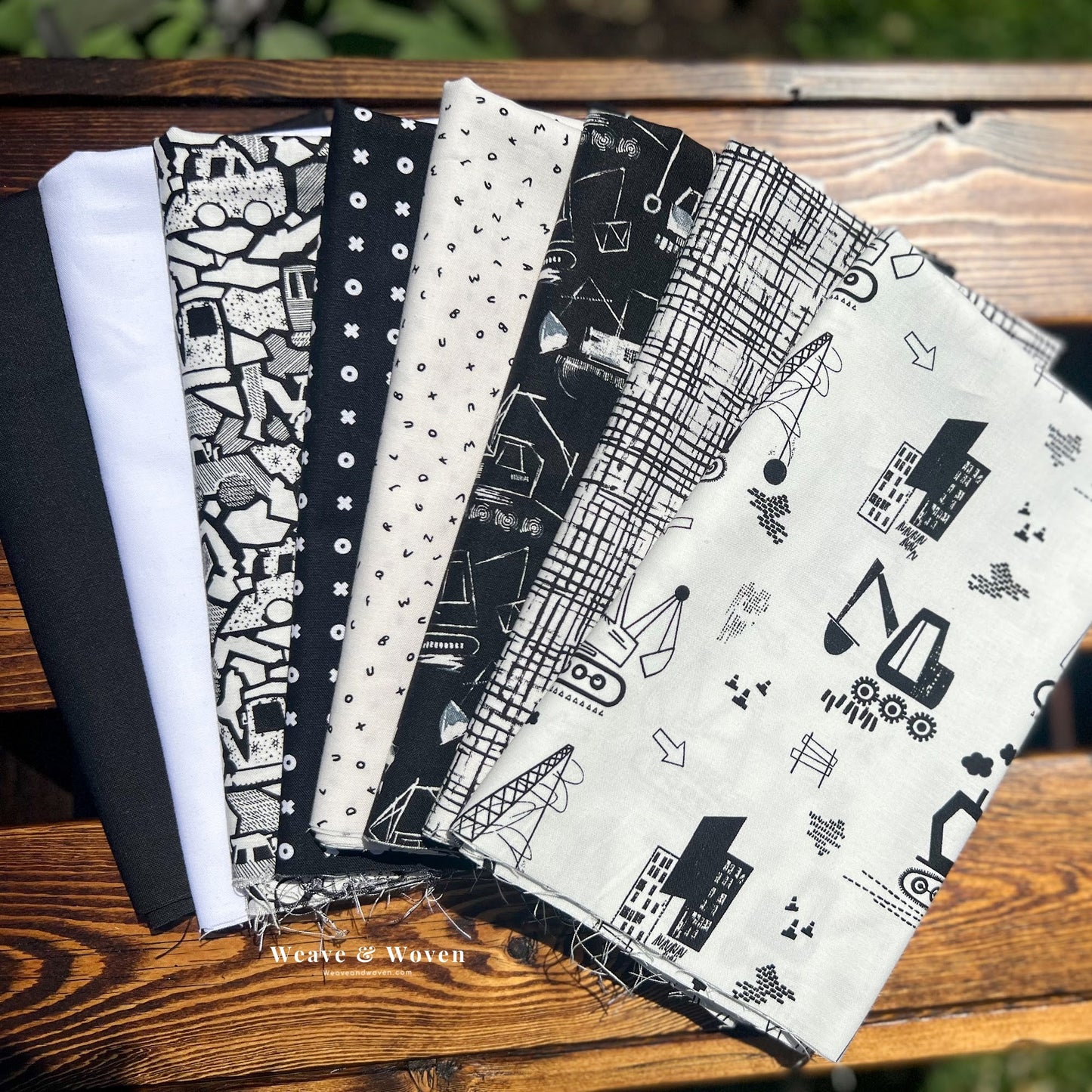 Mighty Machines in Mono | Fat Quarter Bundle - Weave & Woven