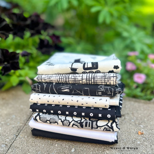 Mighty Machines in Mono | Fat Quarter Bundle - Weave & Woven