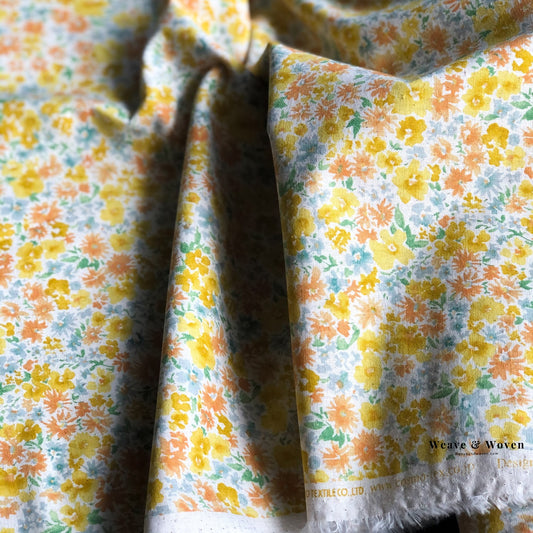 Spring Tiny Watercolour Florals | Cotton Linen Sheeting - Weave & Woven