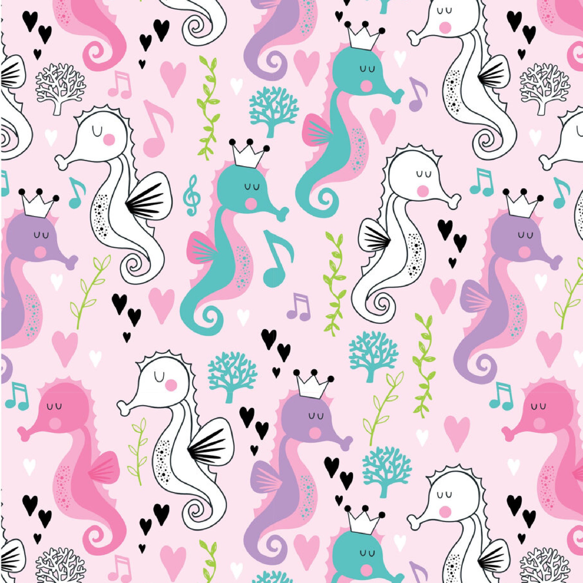 Sweet Little Seahorses on Pink - Weave & Woven