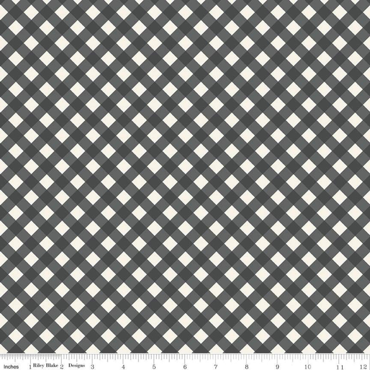 Gingham Garden Check in Charcoal - Weave & Woven