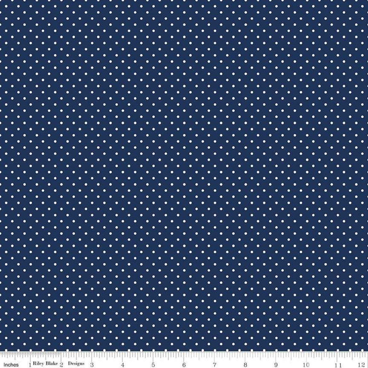 Swiss Dots on Navy - Weave & Woven