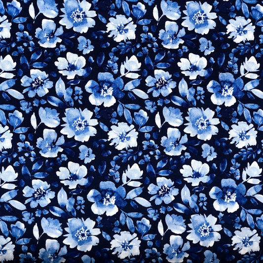 Blue Watercolour Flowers - Weave & Woven