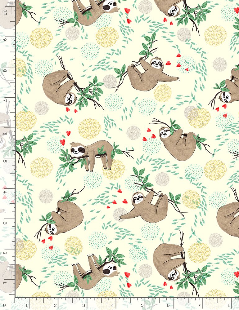 Sloths Hanging On Branches in Cream Toss - Weave & Woven