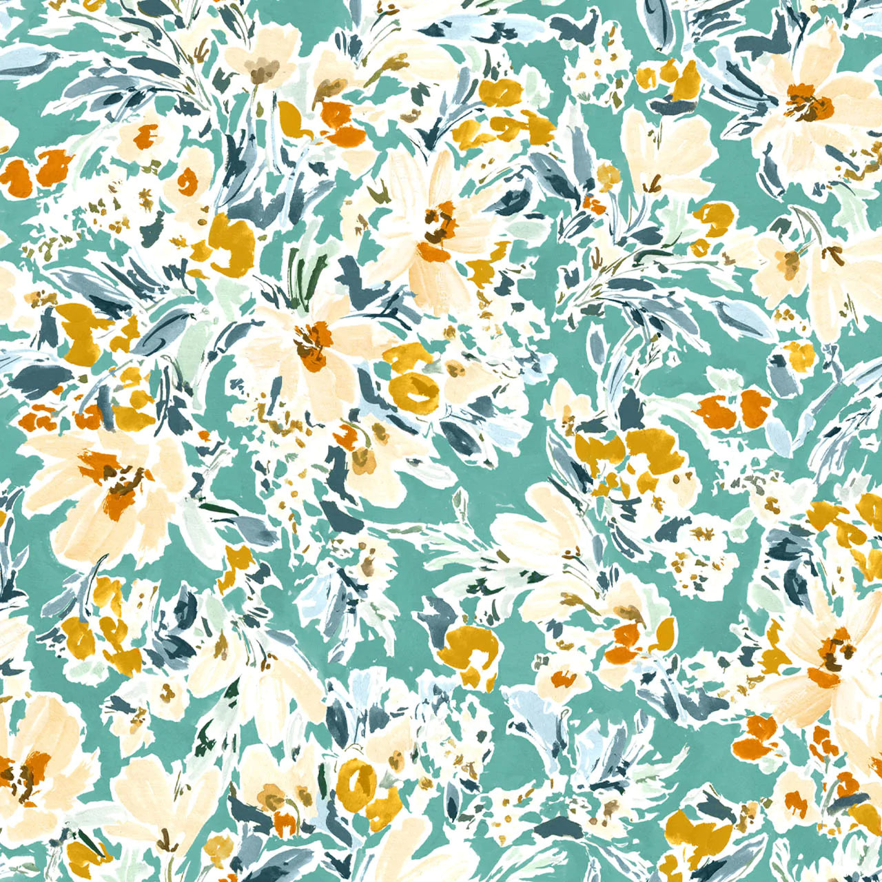 Wilderness Florals on Teal - Weave & Woven
