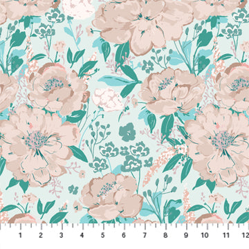 Peonies On Light Blue  | Knit - Weave & Woven