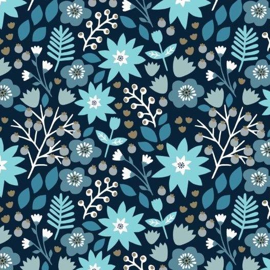 Moon Garden in Midnight Blue | Metallic - Weave & Woven