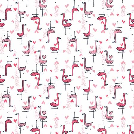 Flamingo Hearts on White - Weave & Woven