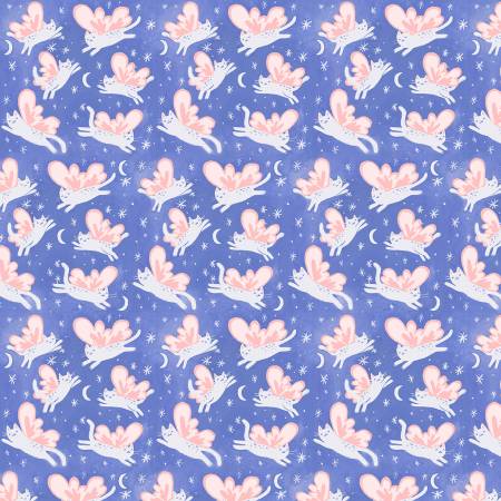 Fairy Kitties on Blue - Weave & Woven