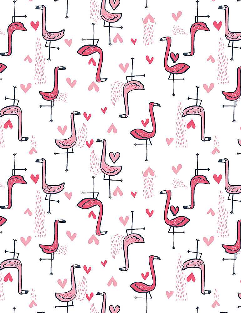 Flamingo Hearts on White - Weave & Woven