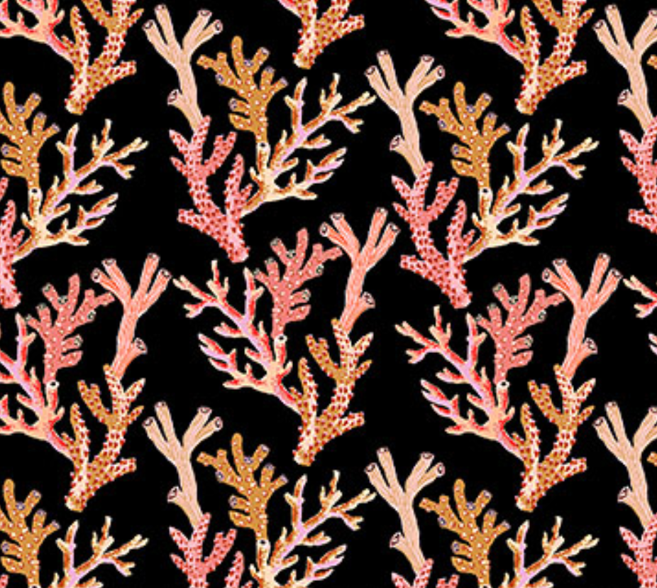 Coral on Black - Weave & Woven
