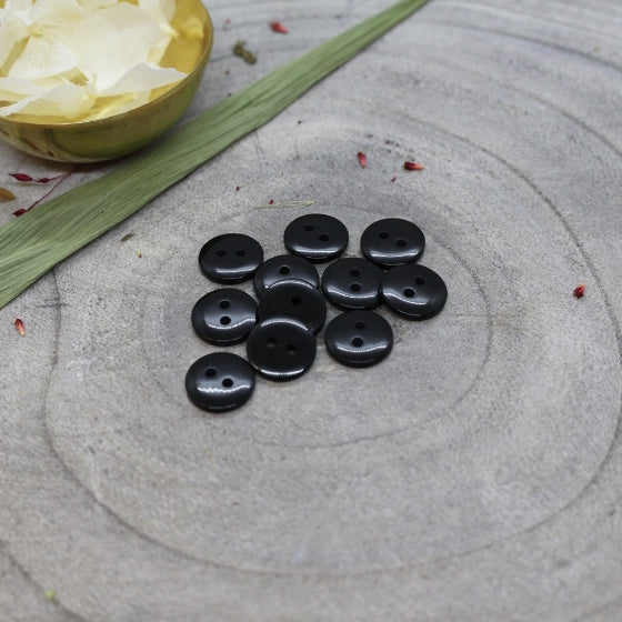 Classic Shine Buttons in Black | 10mm - Weave & Woven