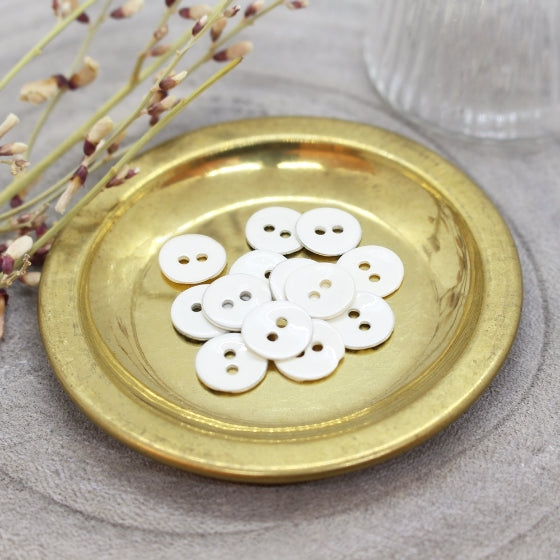 Glossy Buttons in Off White | 10mm - Weave & Woven