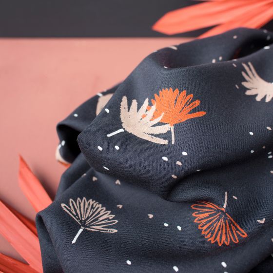 Palmetto in Night | Rayon Viscose Fabric - Weave & Woven