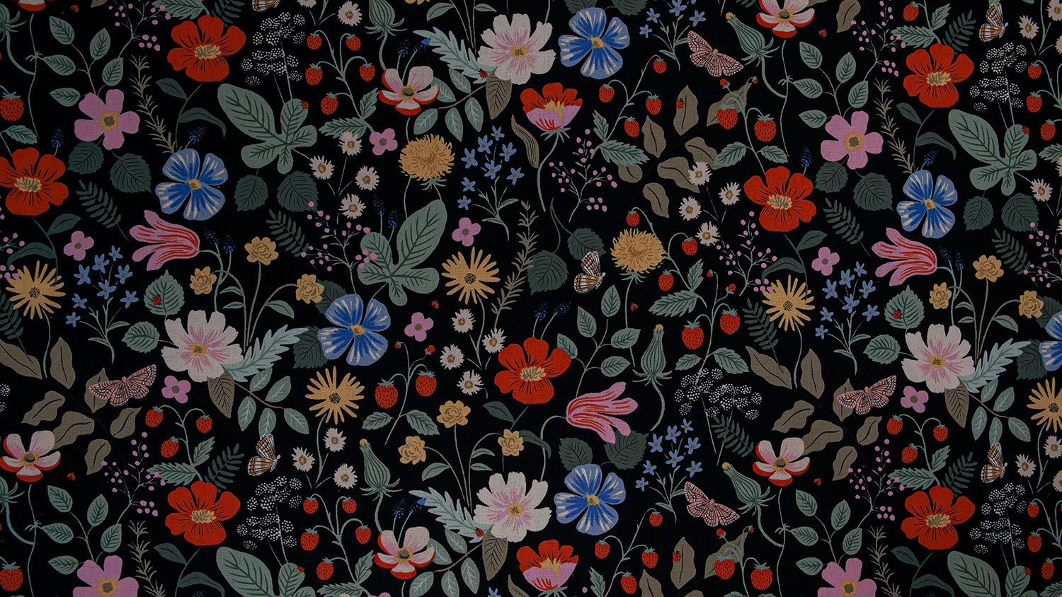 Strawberry Fields in Black | Canvas - Weave & Woven