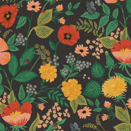 Poppy Fields on Black | Canvas - Weave & Woven